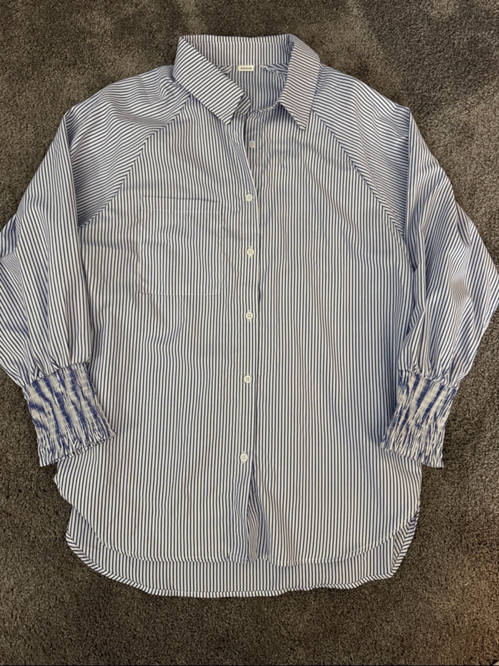 Blue & White Striped women’s size L Button-Up Shirt